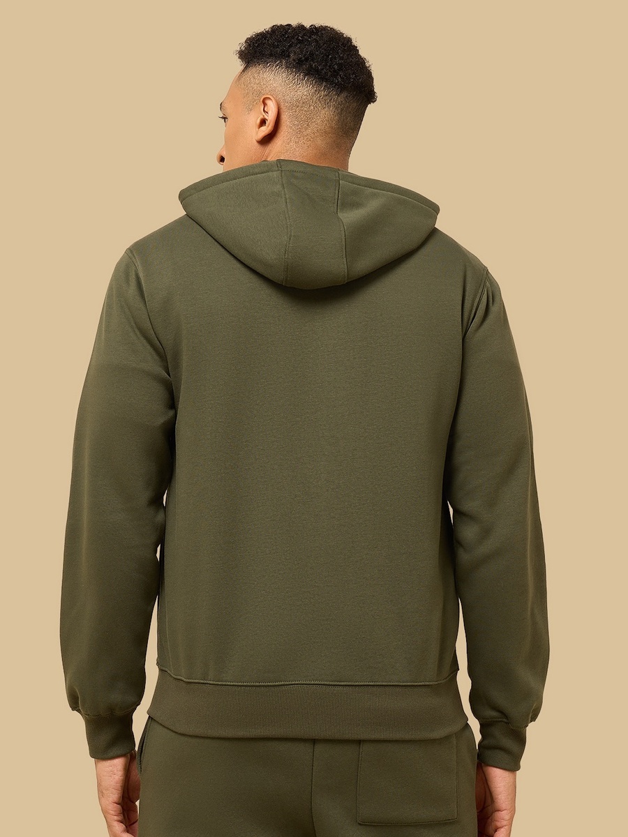 Embroidered Fleece Zip Through Hoodie