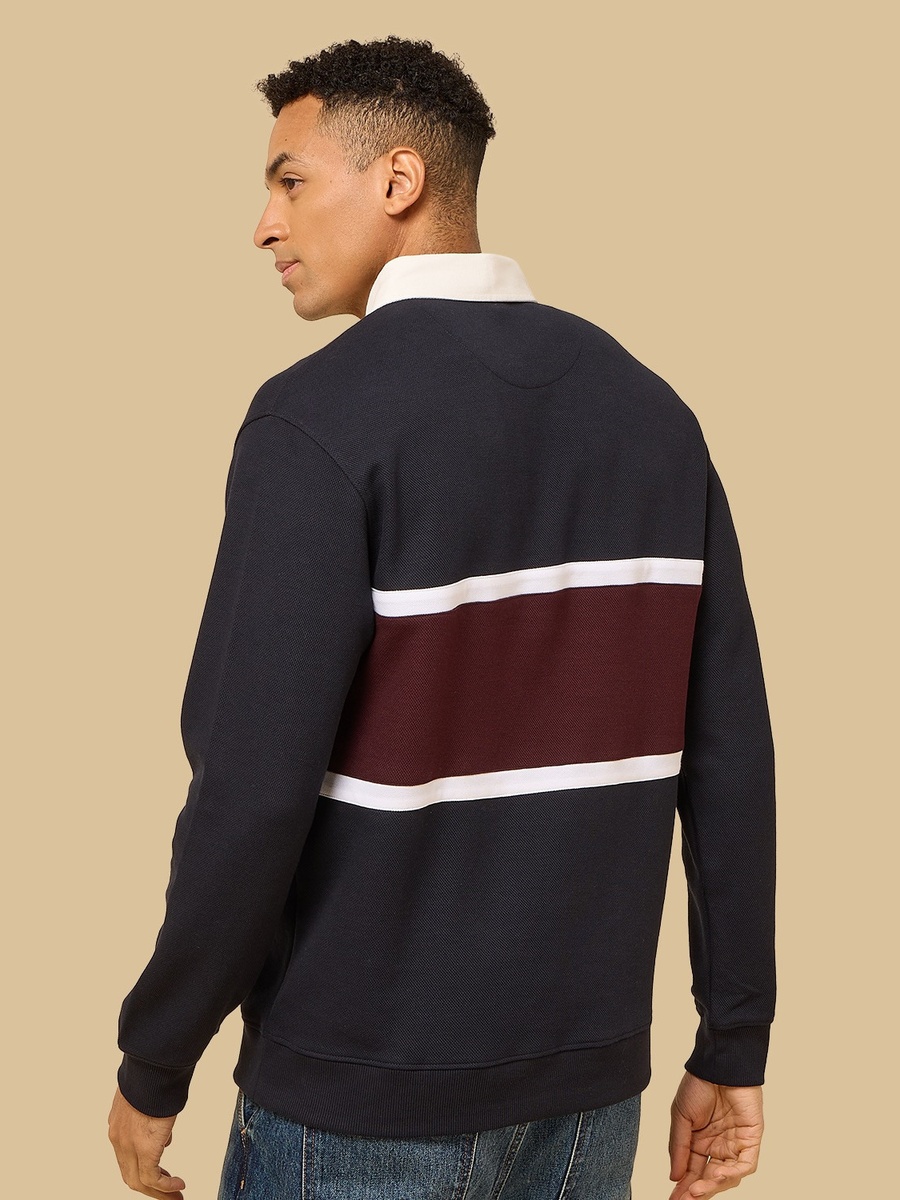 Panelled Pique Collared Sweatshirt