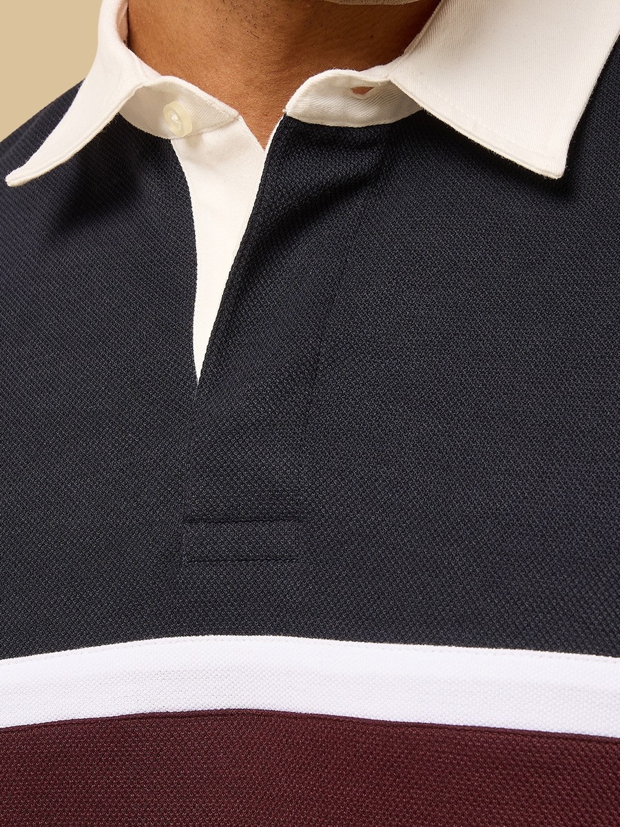 Panelled Pique Collared Sweatshirt