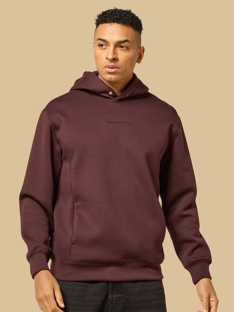 Slogan Embroidered Hooded Sweatshirt