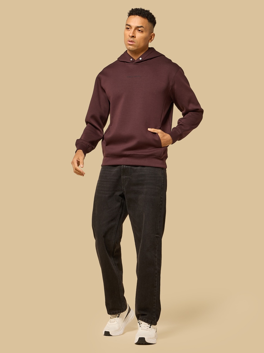 Slogan Embroidered Hooded Sweatshirt