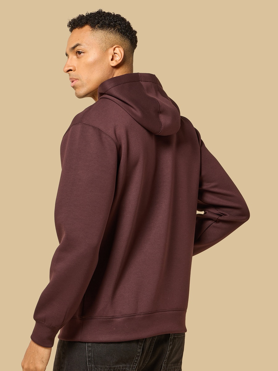 Slogan Embroidered Hooded Sweatshirt
