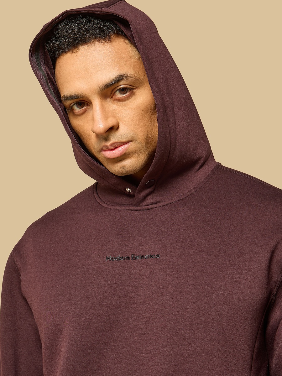 Slogan Embroidered Hooded Sweatshirt