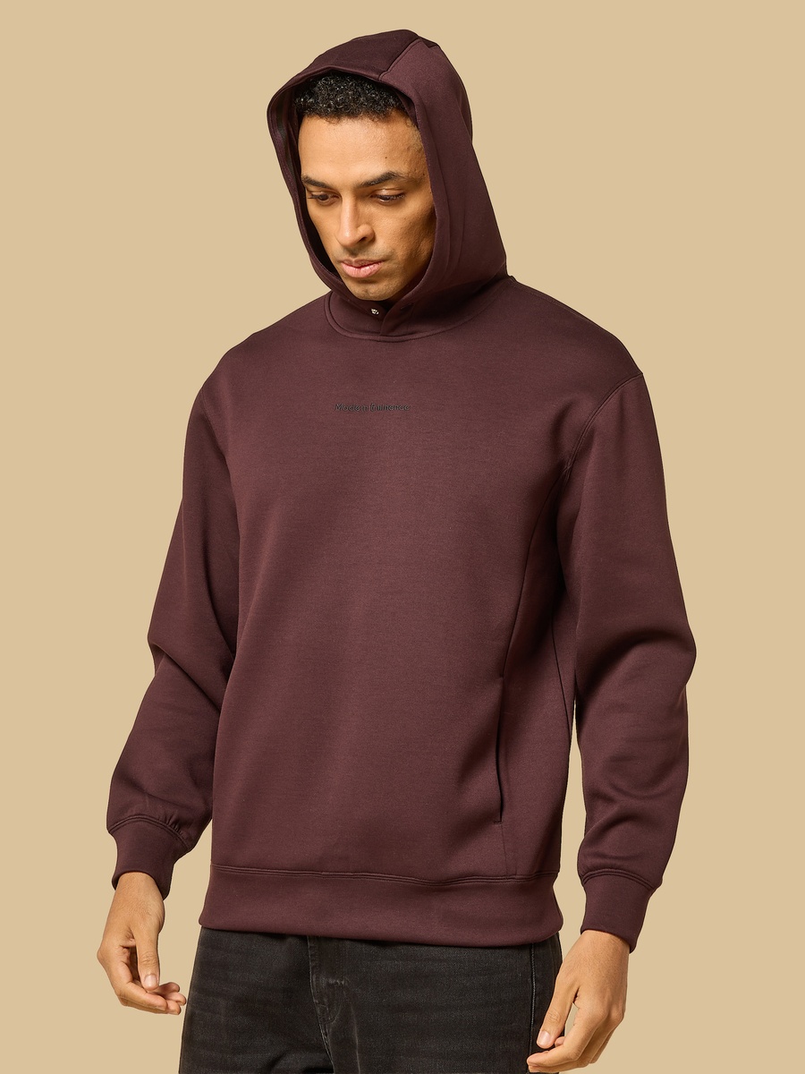 Slogan Embroidered Hooded Sweatshirt