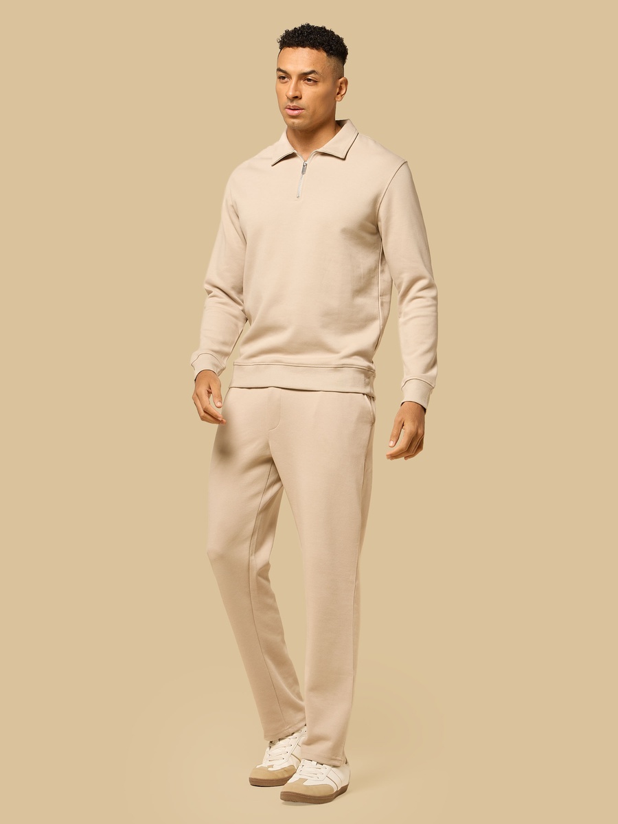 Regular Fit Pique Collared Sweatshirt