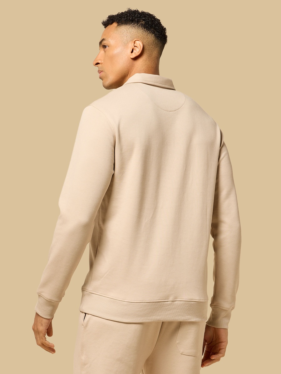 Regular Fit Pique Collared Sweatshirt