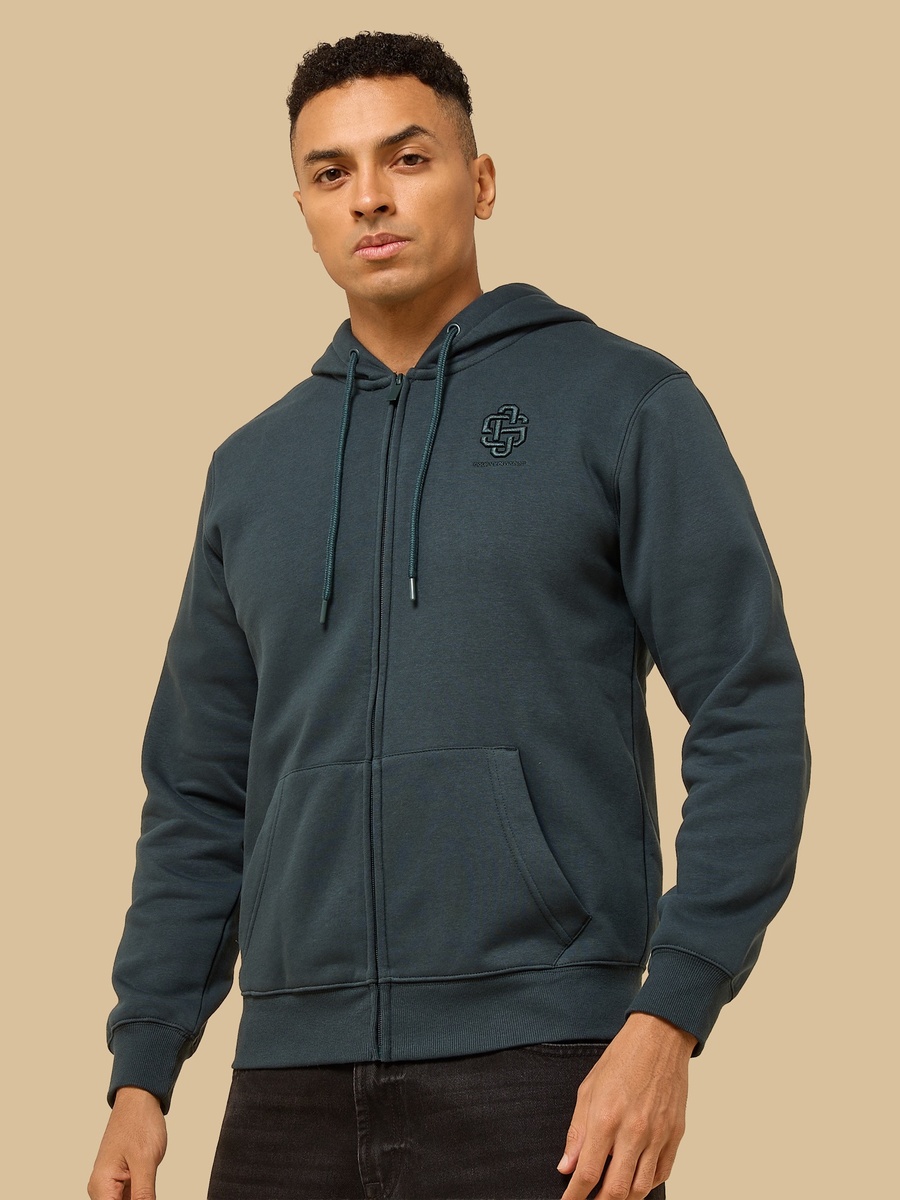 Embroidered Zip Through Hoodie