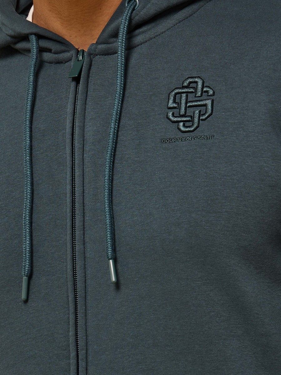 Embroidered Zip Through Hoodie