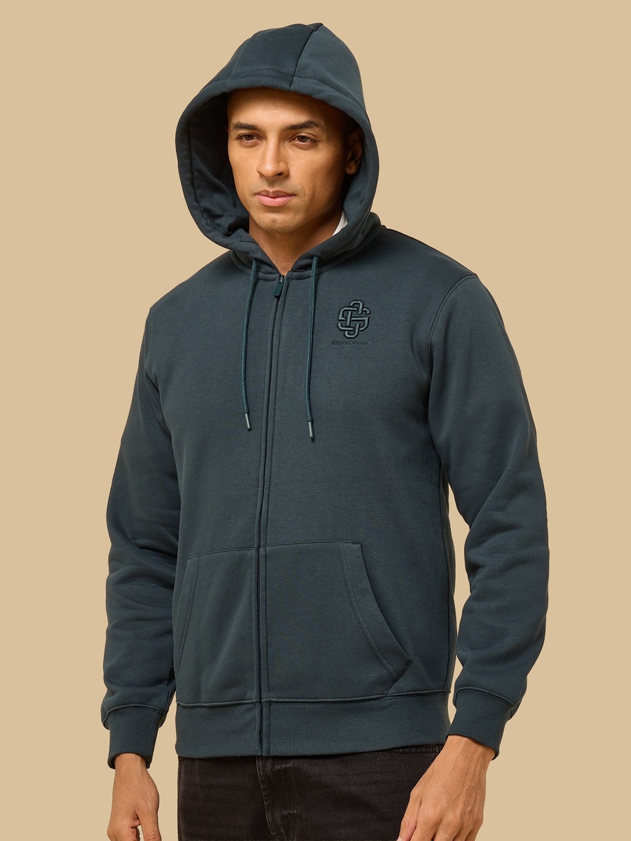 Embroidered Zip Through Hoodie
