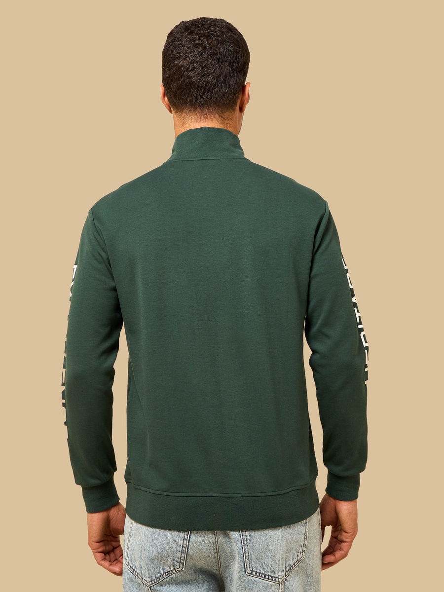Embroidered Oversized Half Zip Interlock Sweatshirt