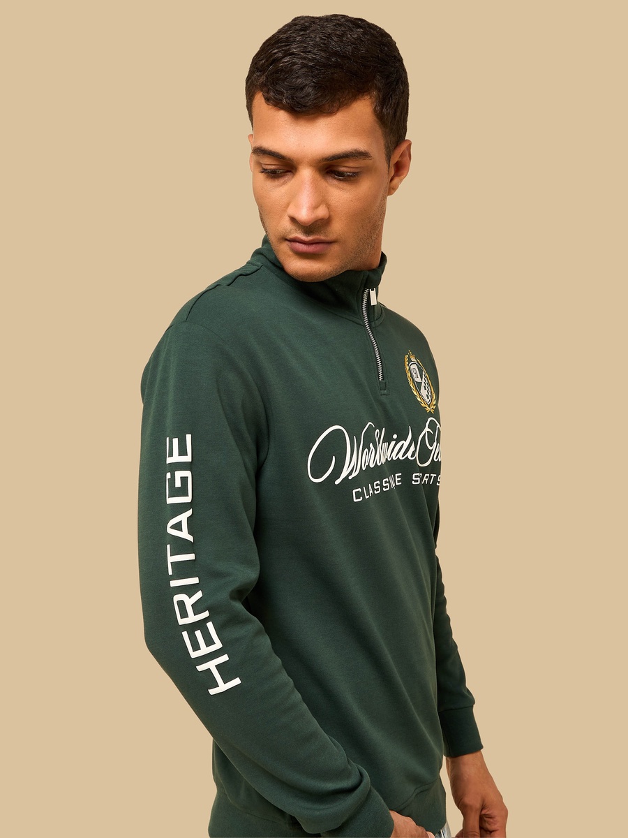 Embroidered Oversized Half Zip Interlock Sweatshirt
