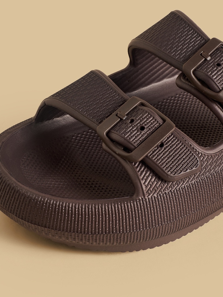 Dual Strap Slides with Buckle Detail
