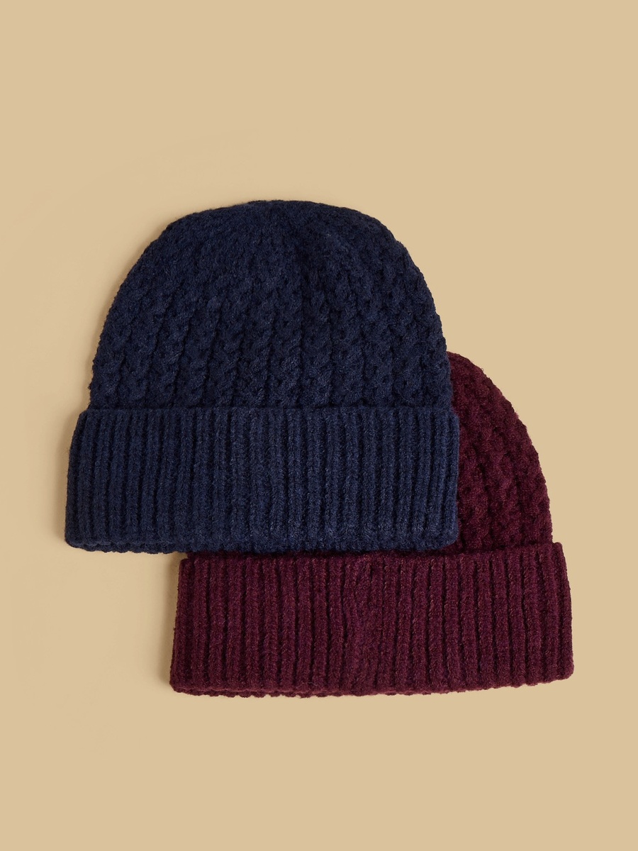 طقم قبعة بيني قطعتين بارزة الملمس