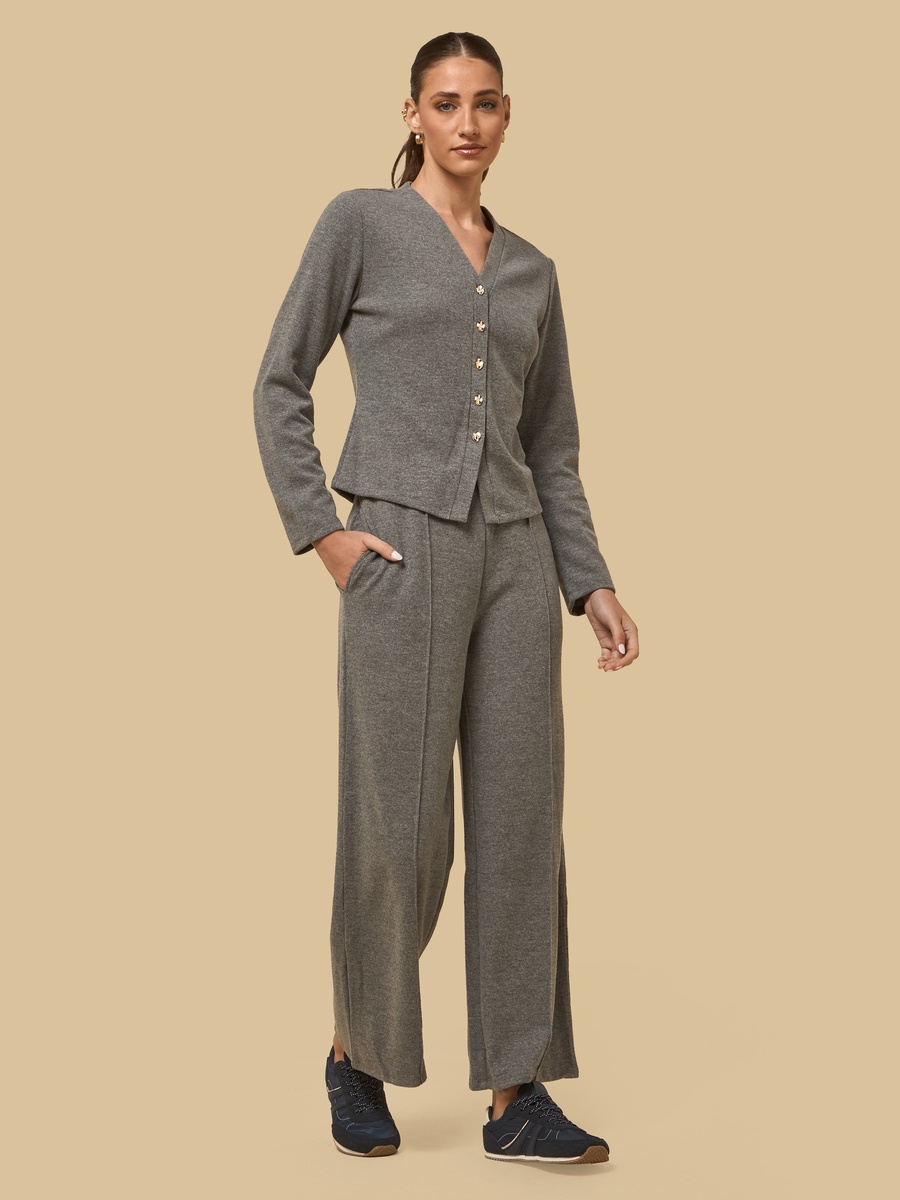Pintuck Accent Wide Leg Pants