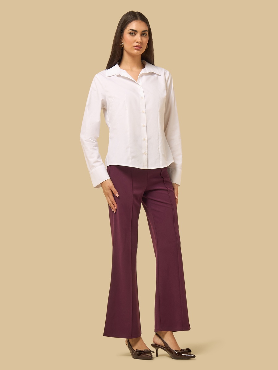Smart Fit Flared Pants with Button Detail