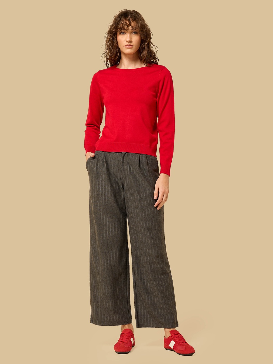 Striped Pleated Wide Leg Pants