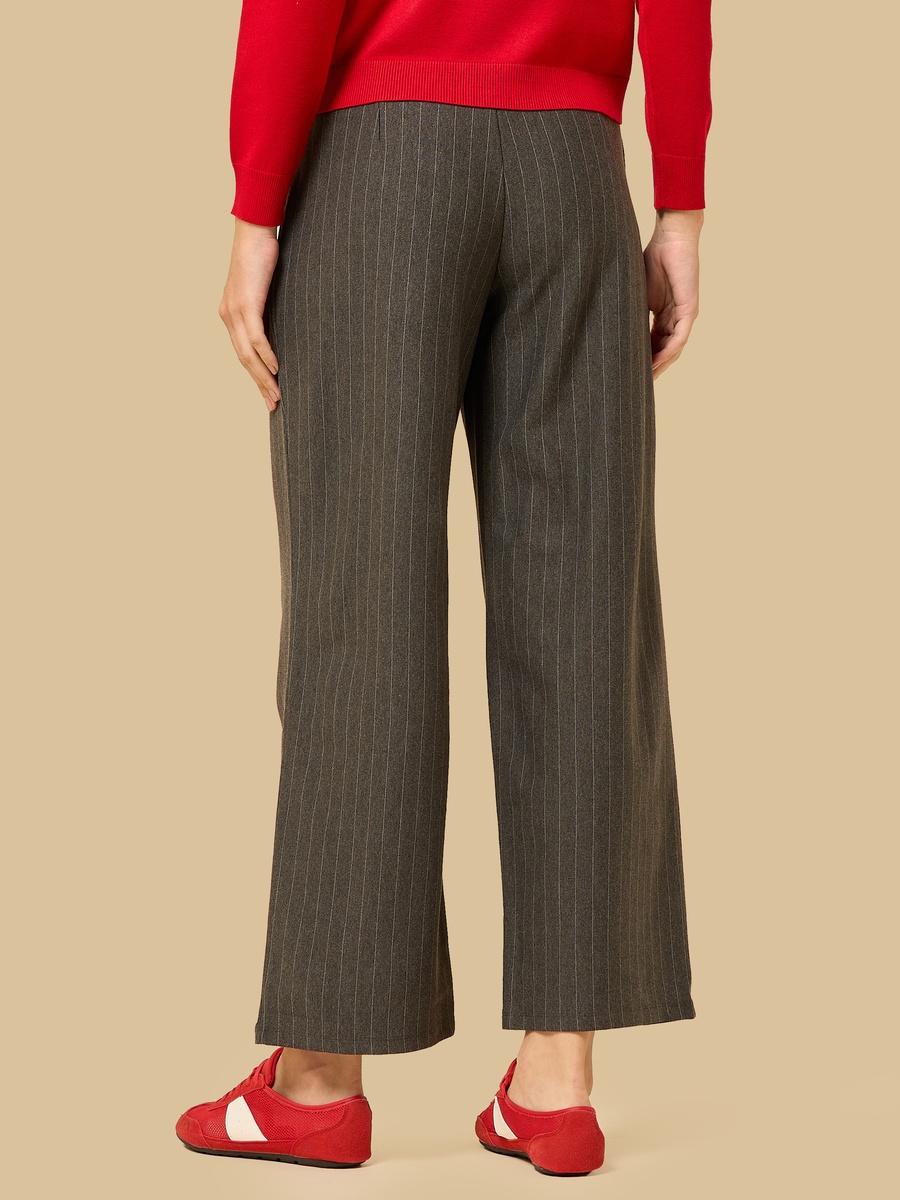 Striped Pleated Wide Leg Pants