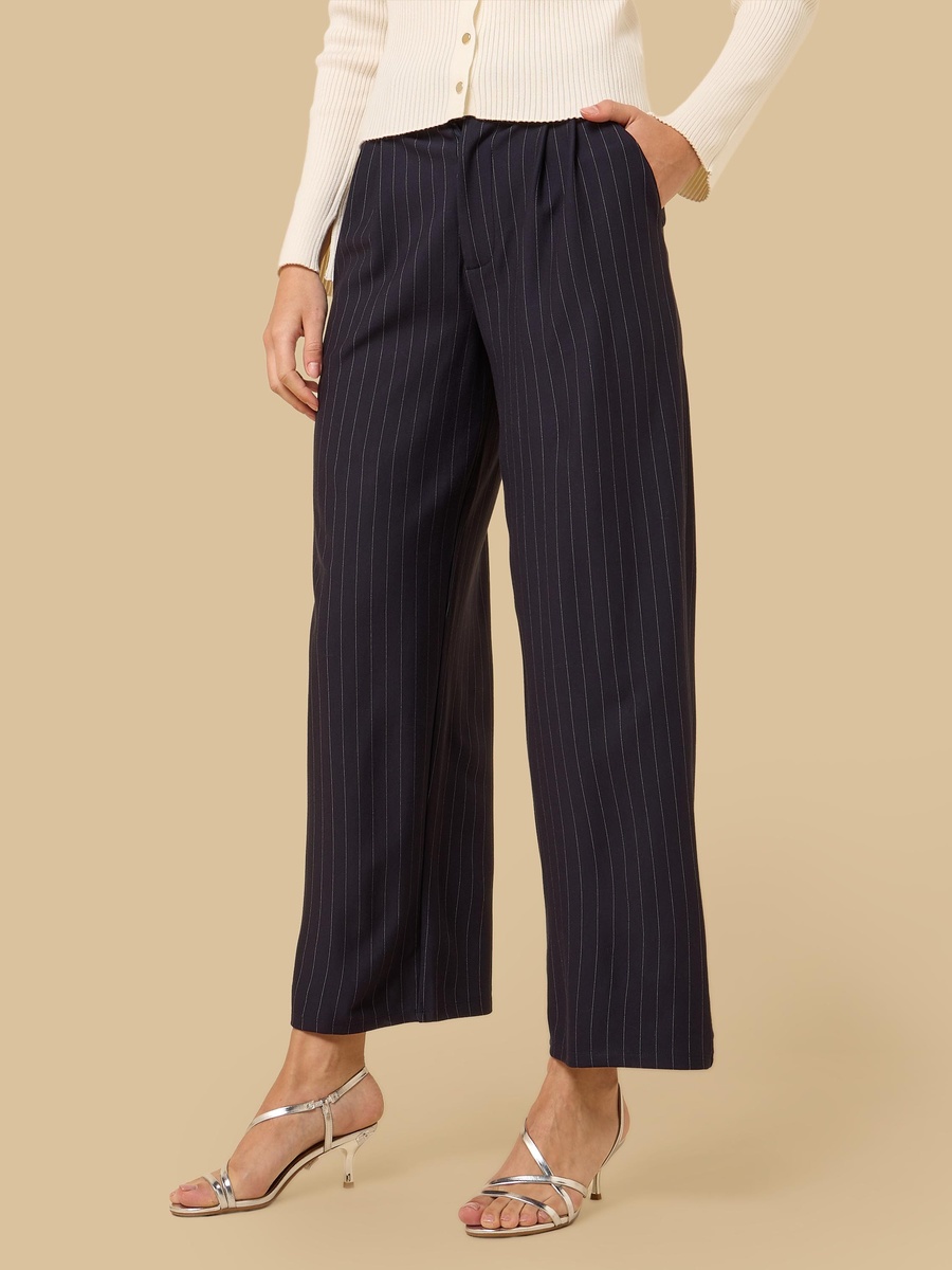 Striped Pleated Wide Leg Pants