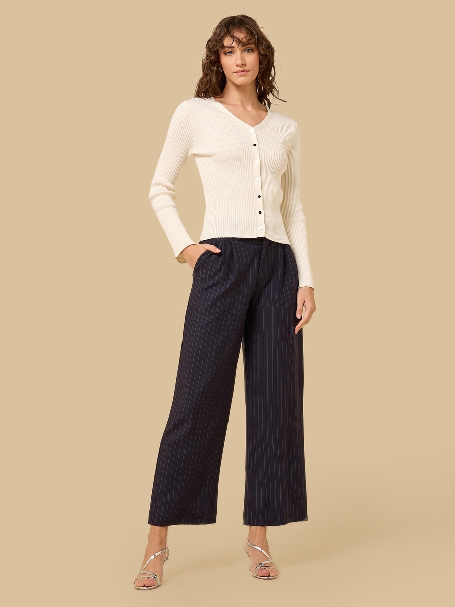 Striped Pleated Wide Leg Pants