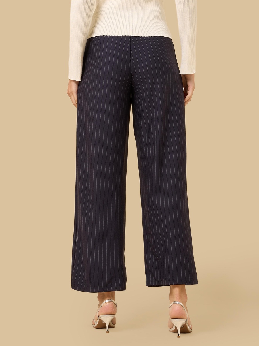 Striped Pleated Wide Leg Pants