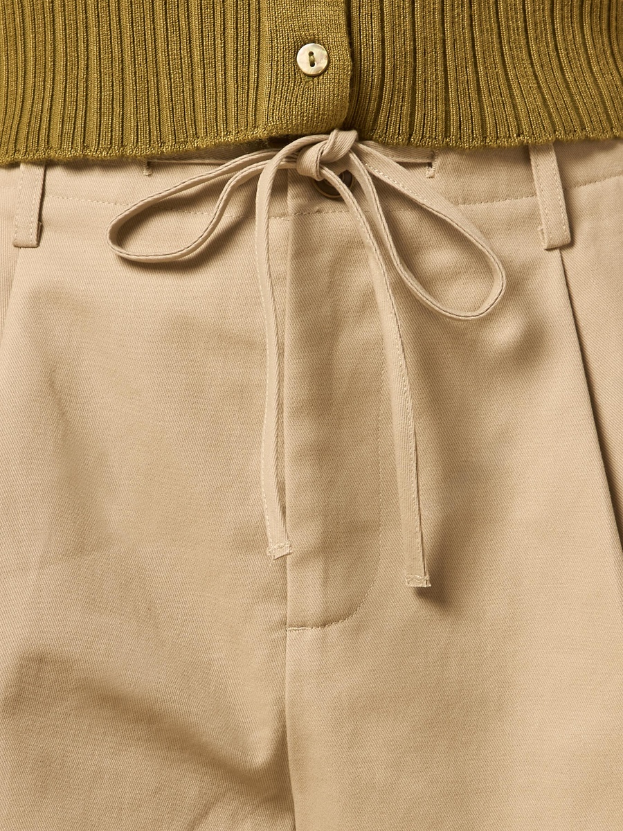 Pleated Barrel Fit Twill Pants