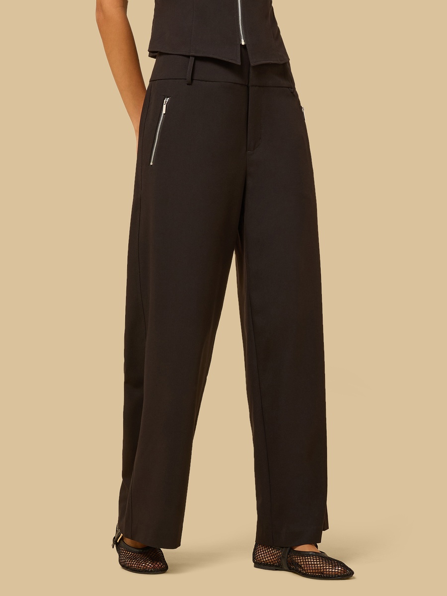 Wide Leg Pants with Side Zipper Pocket