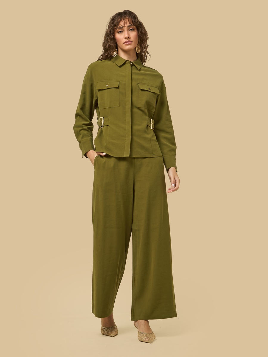 Mid-Rise Wide Leg Pants