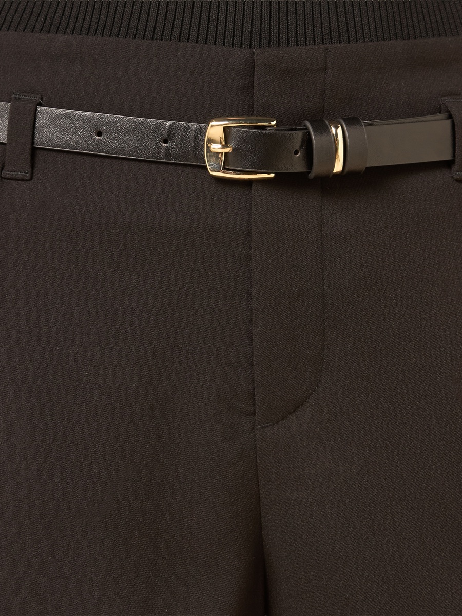 Turn-Up Hem Wide Leg Pants with Belt