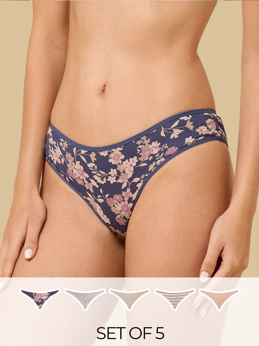 Pack of 5 - Assorted Print Brazilian Briefs