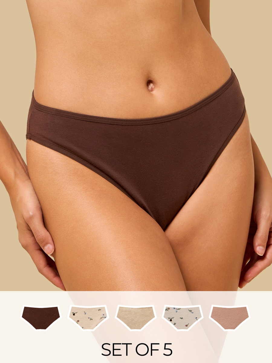 Pack of 5 - Assorted High Leg Briefs