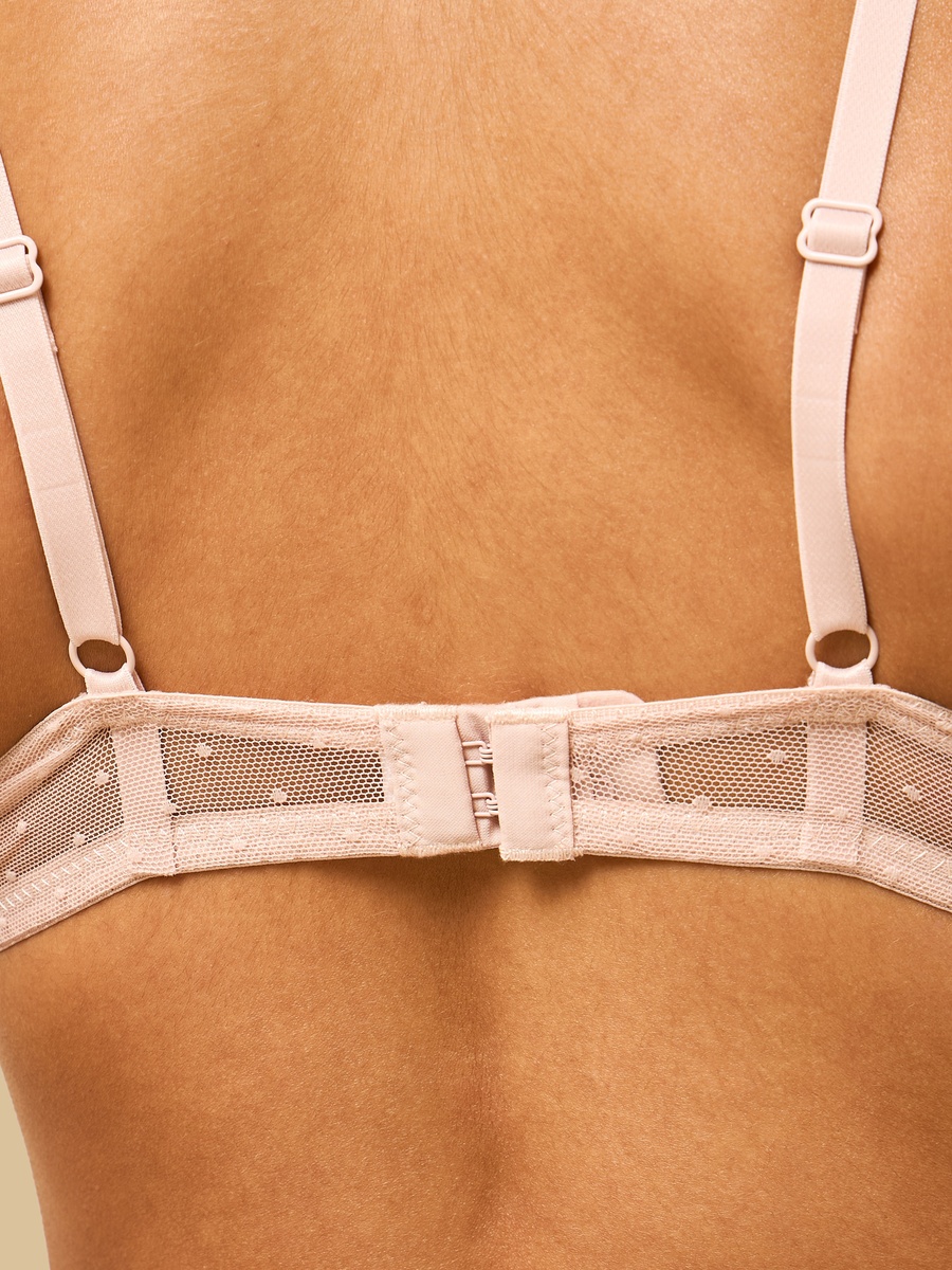 Lace Trim Mesh Push-Up Demi Bra