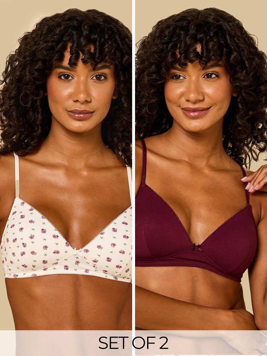 Pack of 2 - Assorted Padded Non-Wired A-Frame Bra
