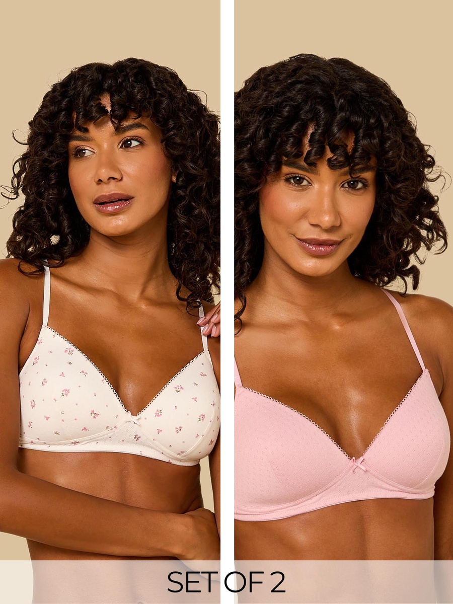 Pack of 2 - Pointelle Padded A-Frame Bra