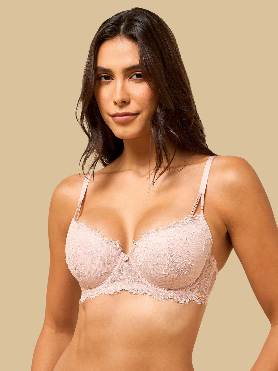 Lace Textured Wired Demi Bra