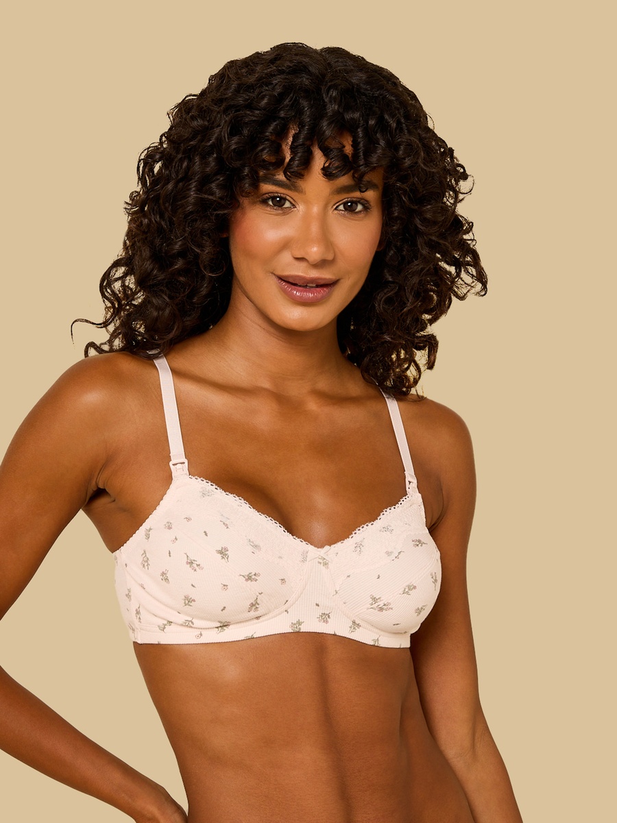 Floral Print Non-Padded Non-Wired Nursing Bra