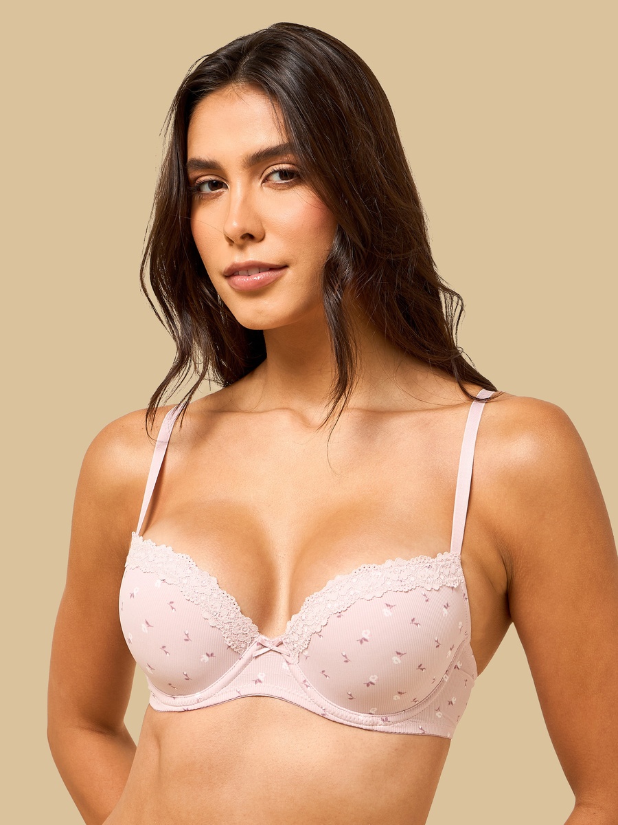 Floral Print Wired Demi Bra