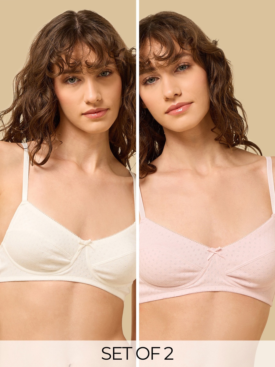 Pack of 2 - Pointelle Cotton Non-Padded Non-Wired Bra