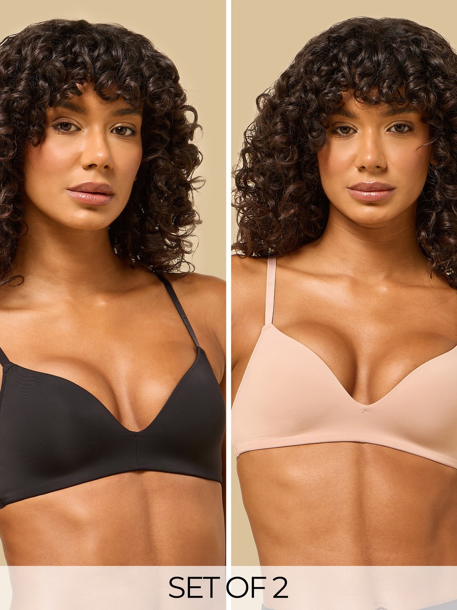 Pack of 2 - Plain Padded Non-Wired Bra