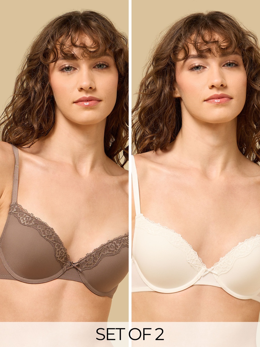 Pack of 2 - Lace Detail Plunge Bra