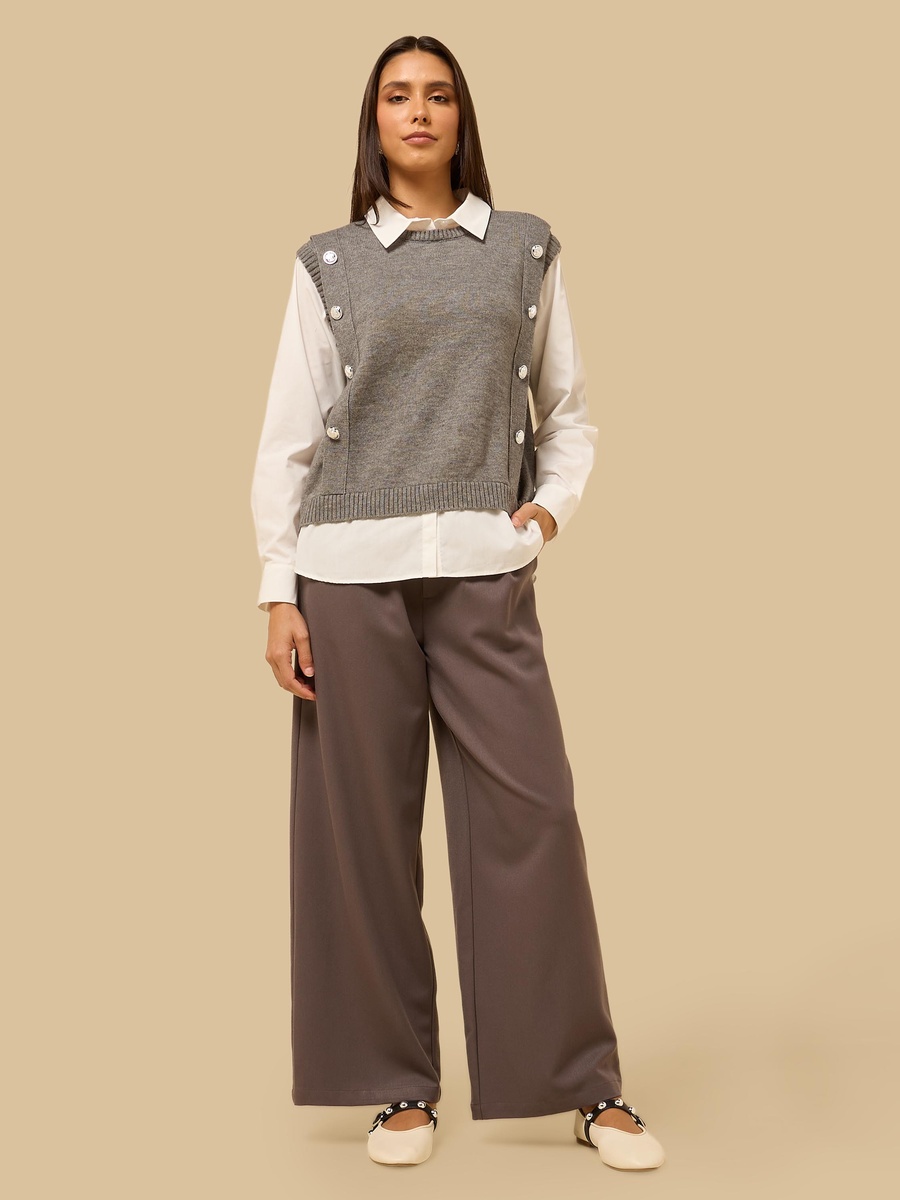 Button Accent Twofer Top