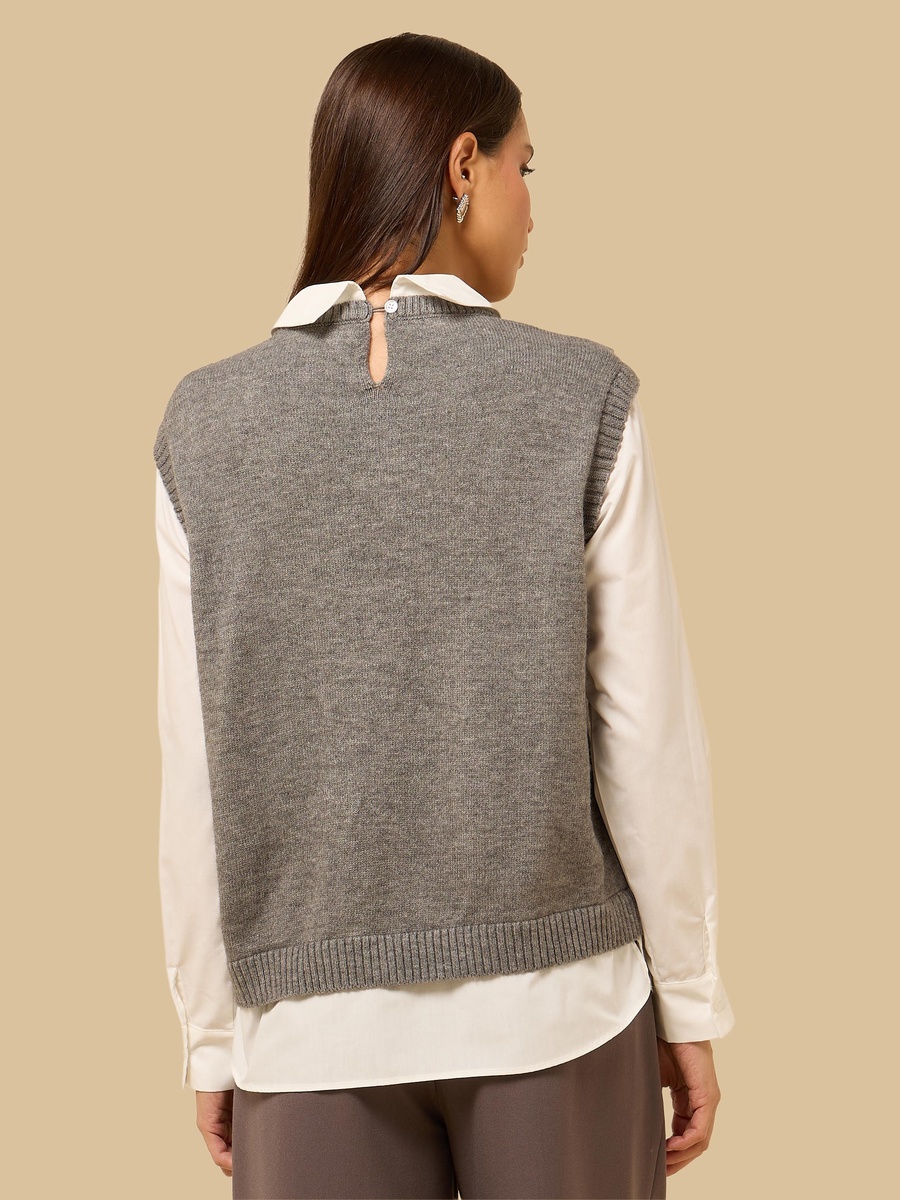 Button Accent Twofer Top
