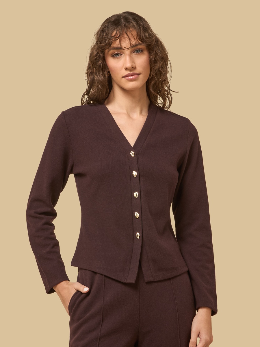 Textured V Neck Top