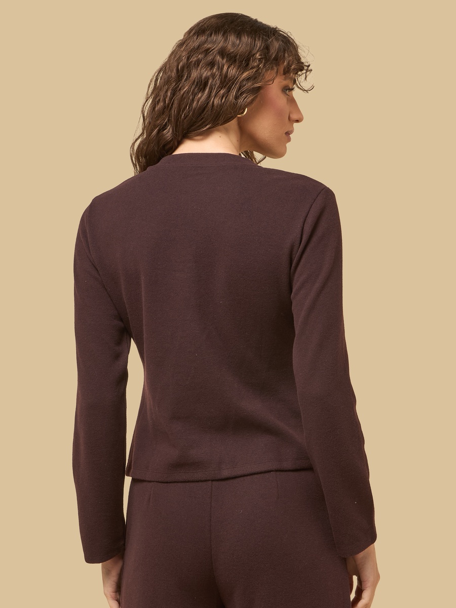 Textured V Neck Top