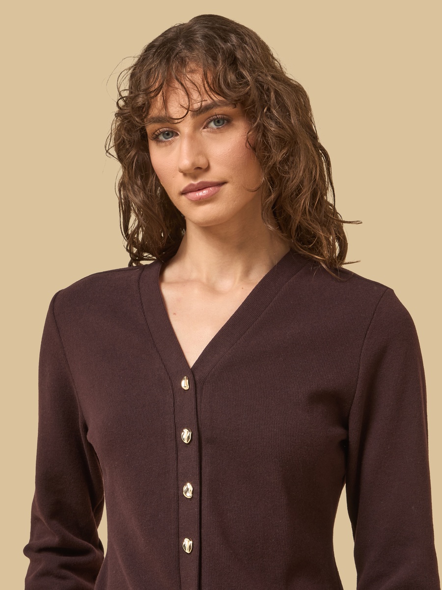 Textured V Neck Top
