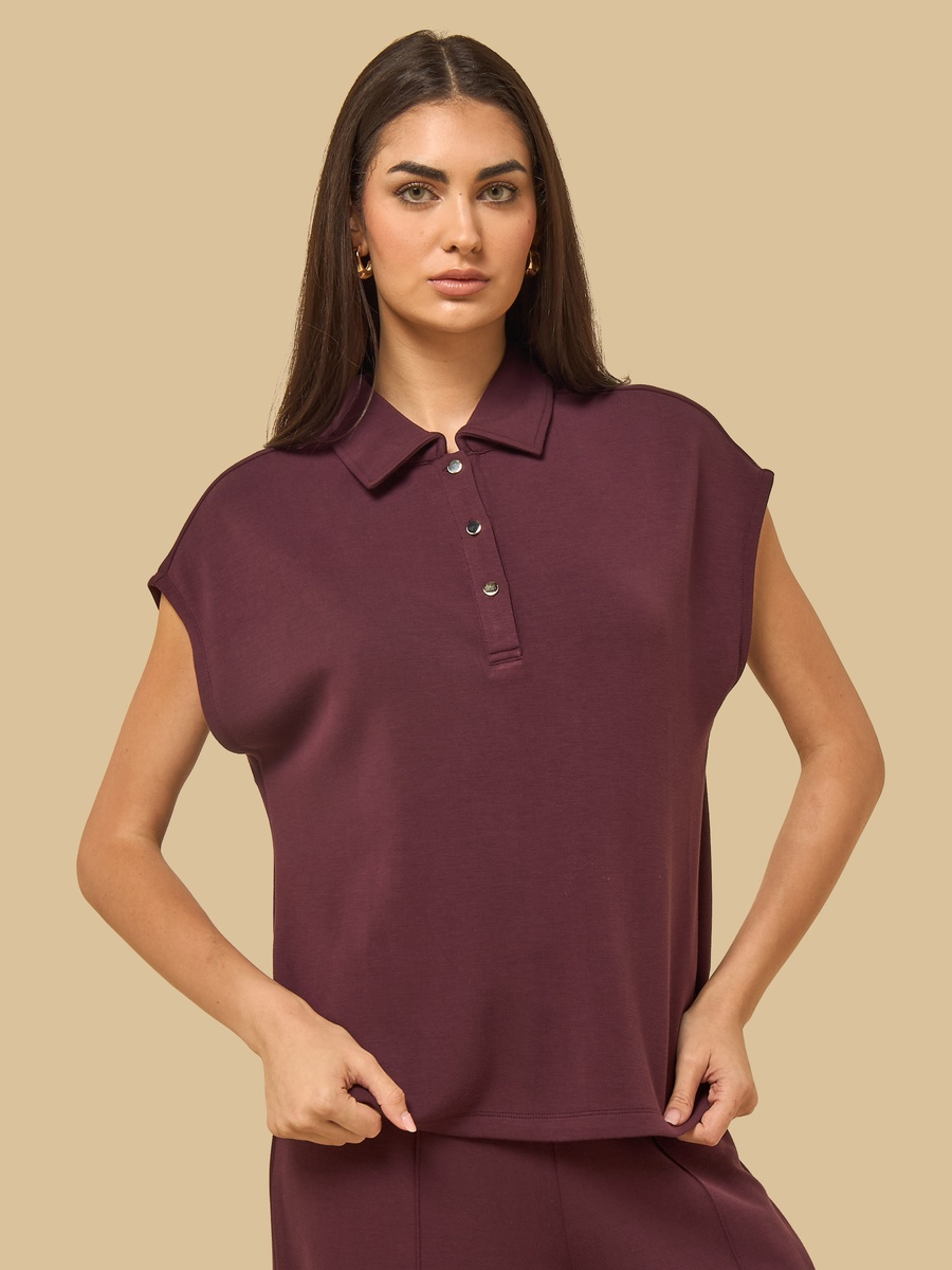Modal Polo Top with Button Detail