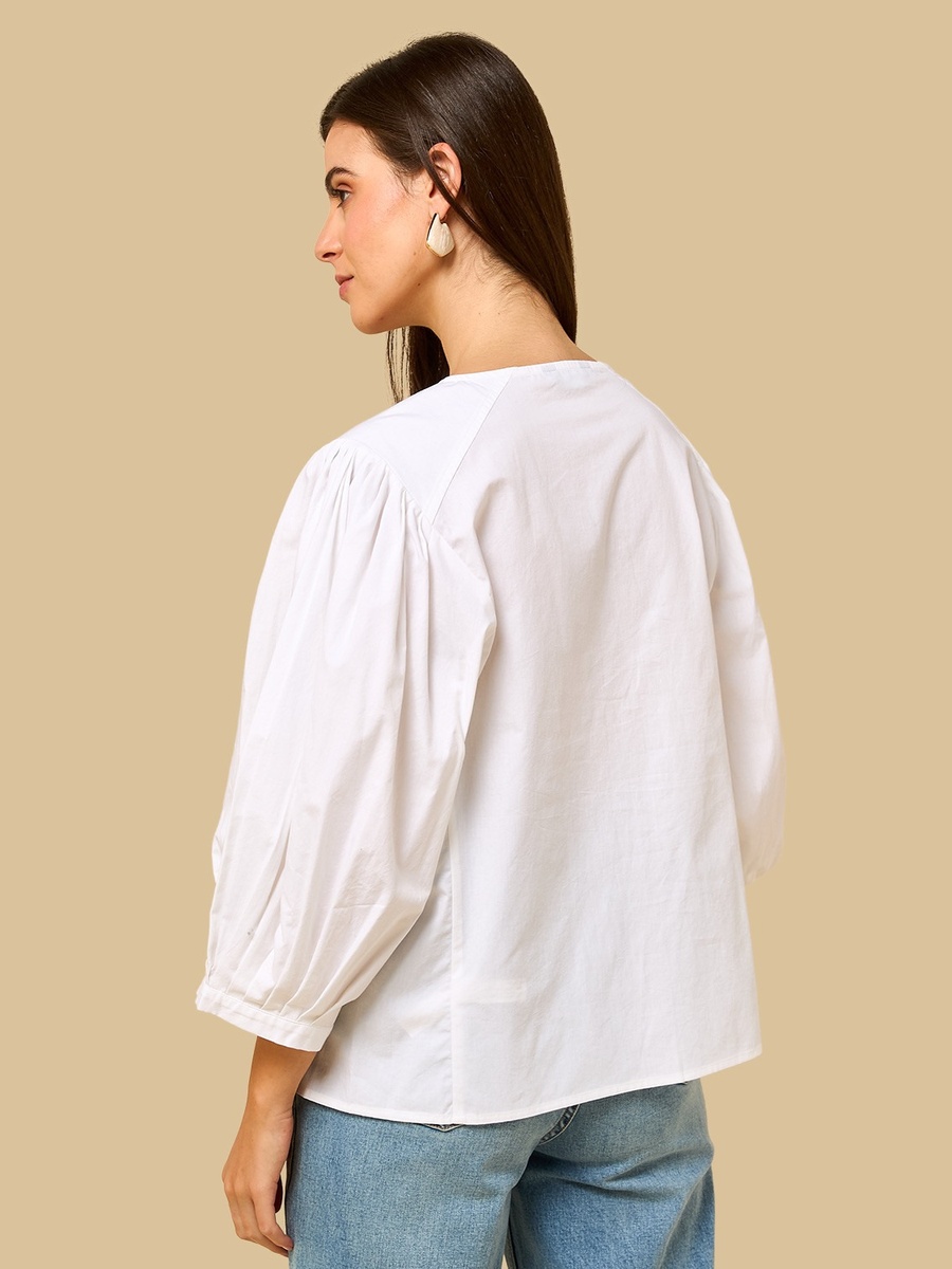 Volume Sleeves Poplin Top