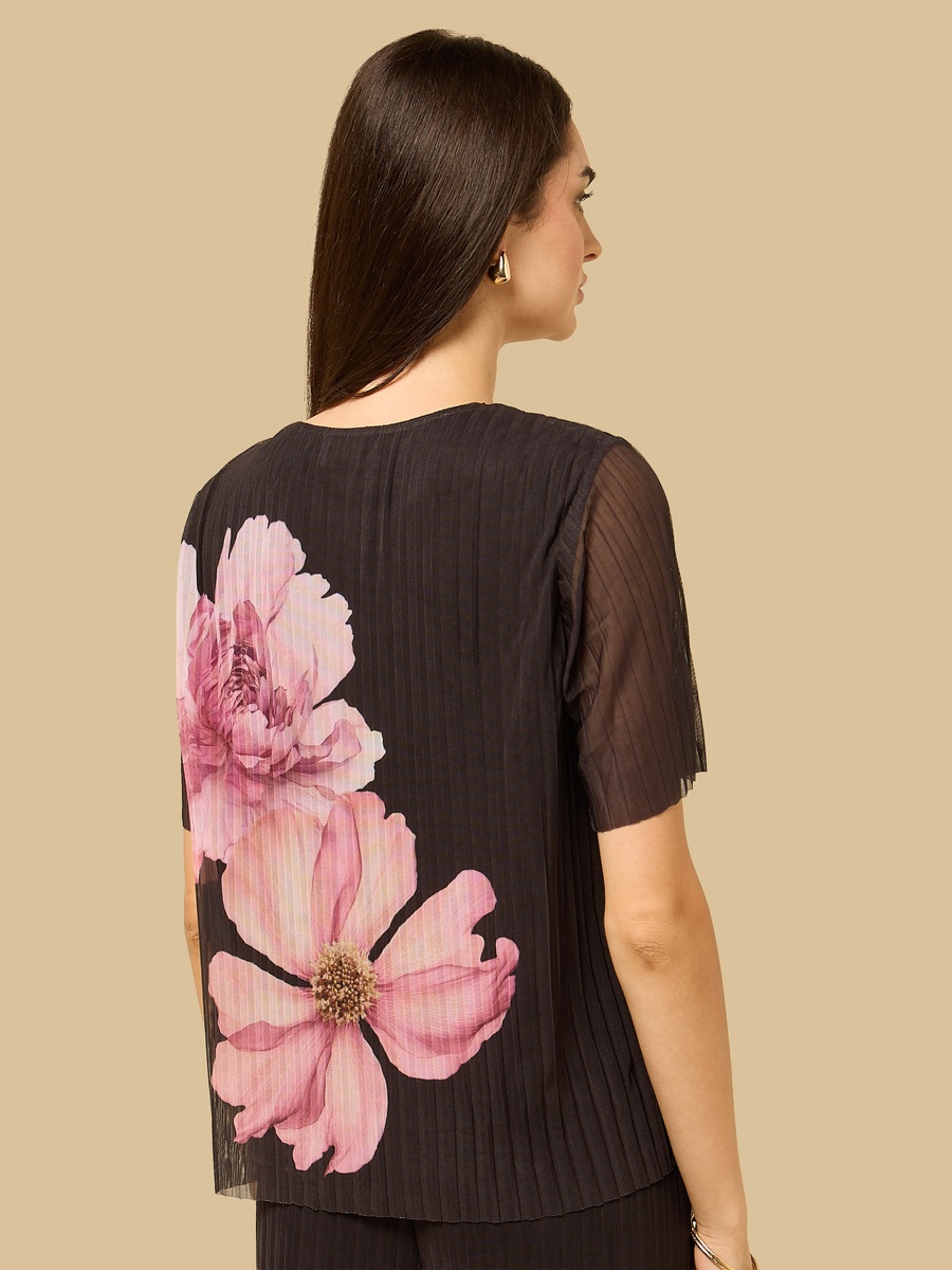 Floral Print Plisse Top