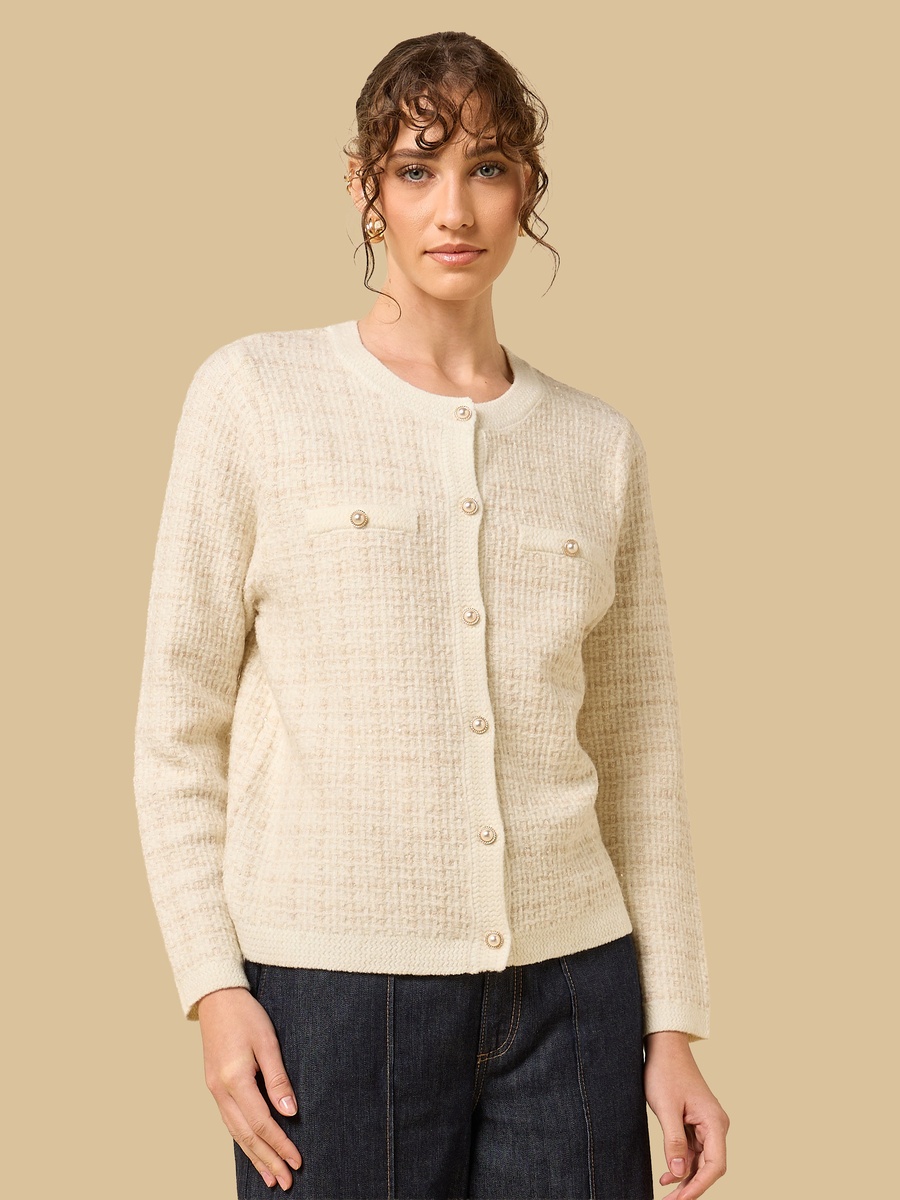 Waffle Knit Lurex Cardigan
