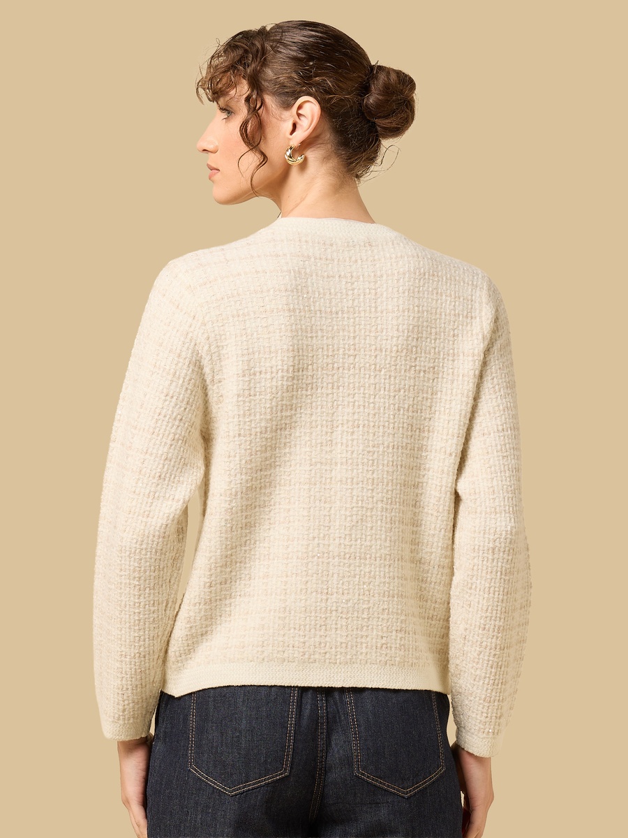Waffle Knit Lurex Cardigan