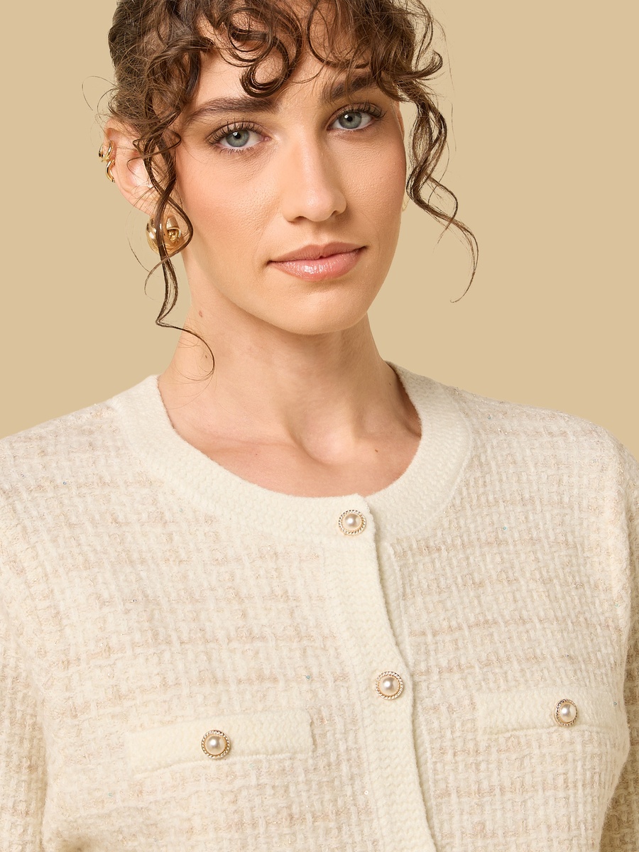 Waffle Knit Lurex Cardigan